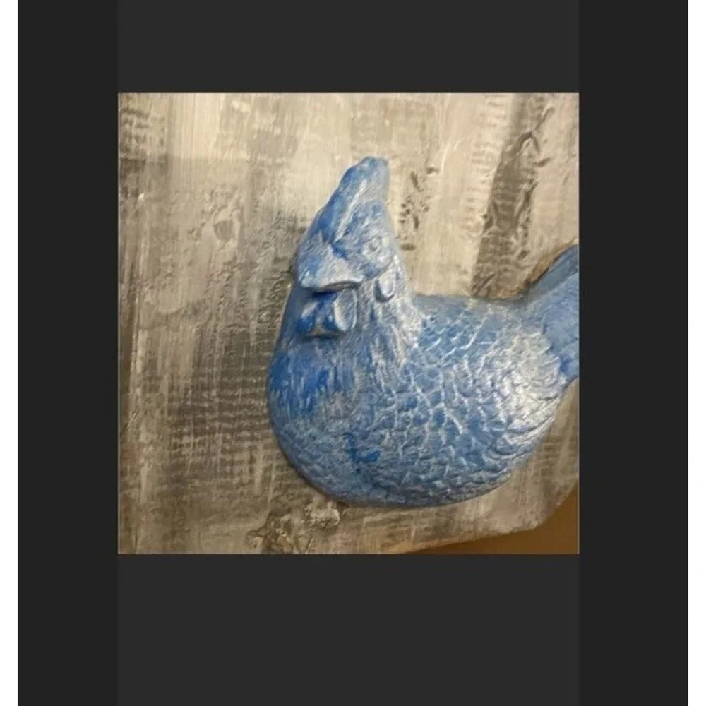 Handmade Wood Cutting Board Wall Art Ceramic Chicken Farmhouse Cottage Primitive